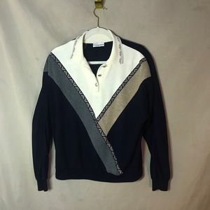 Alfred Dunner Long Sleeve Collar Jersey Knit Top